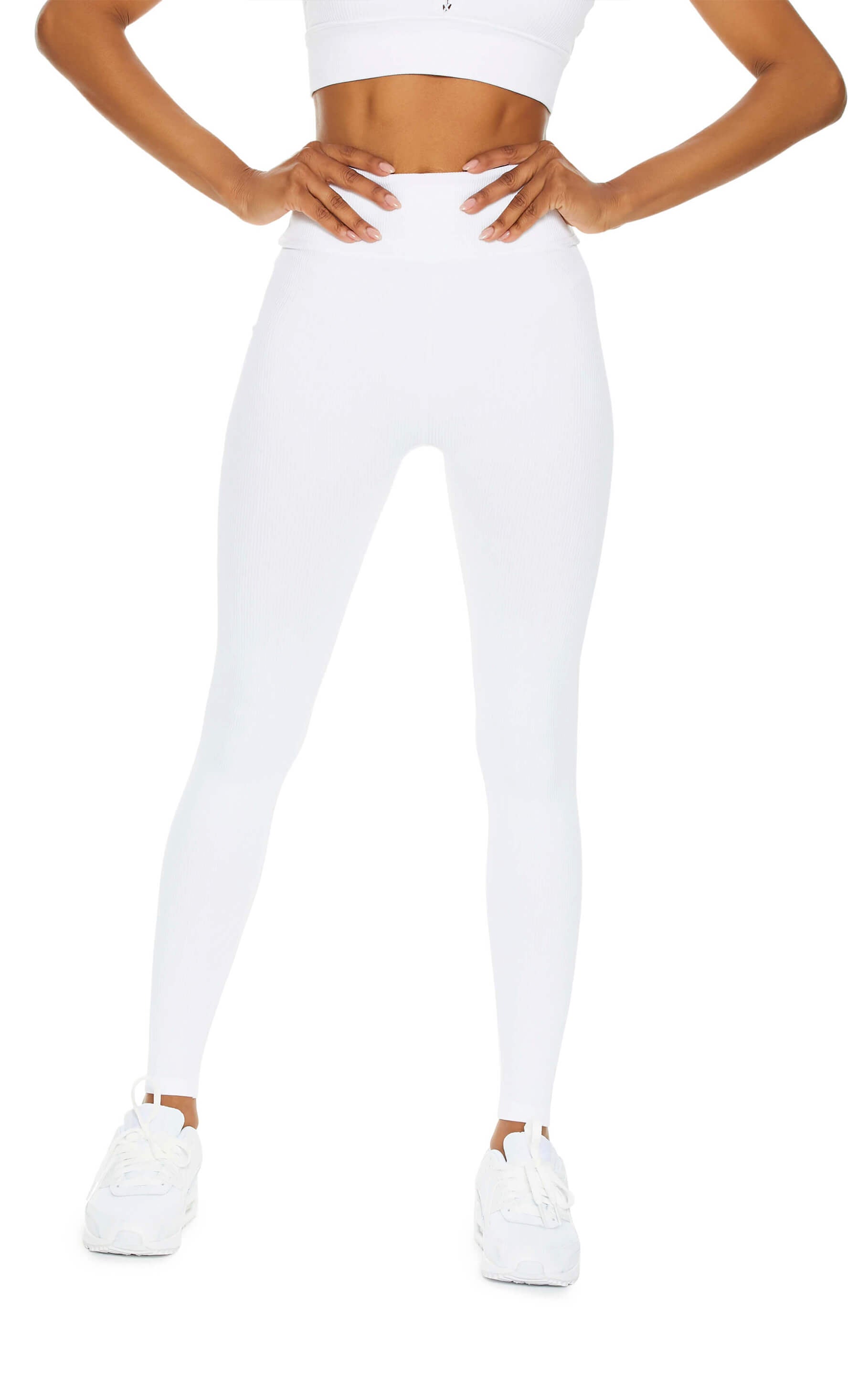 Total Knock Out Seamless Rib Lace-Up Leggings White - Main Image