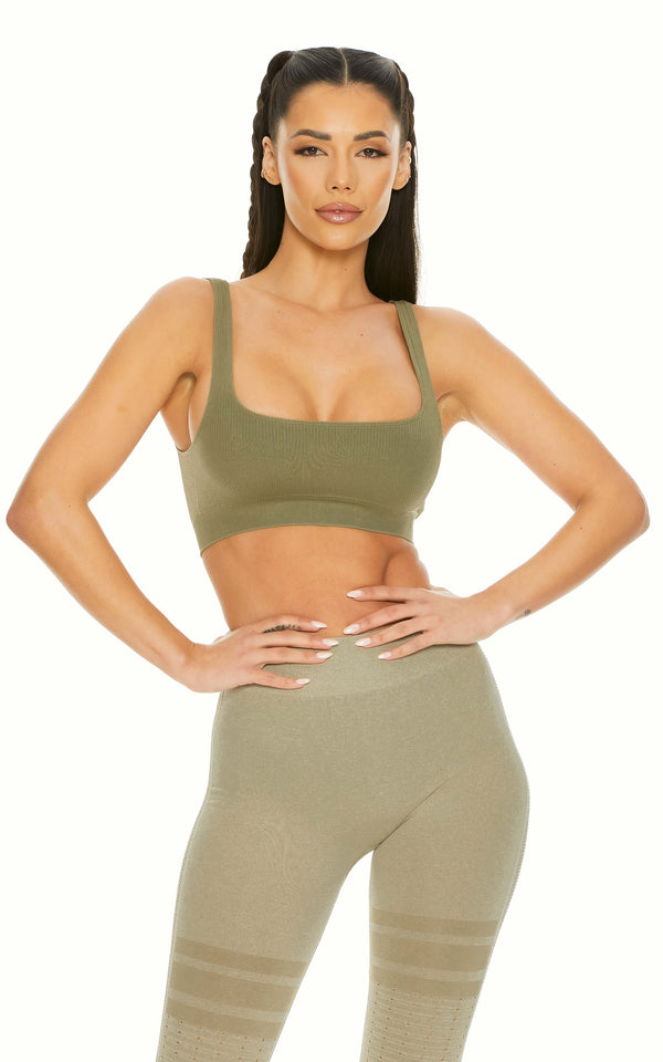 Home Run Seamless Rib Lace-Up Padded Crop Top | White